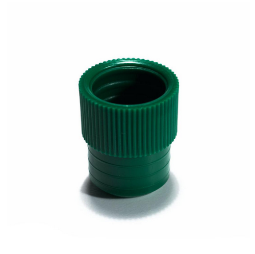 Cap, Plug, 16 mm, Green, Polyethylene (PE), 10000/CS (10 Bags of 1000), Globe Scientific, 116142G