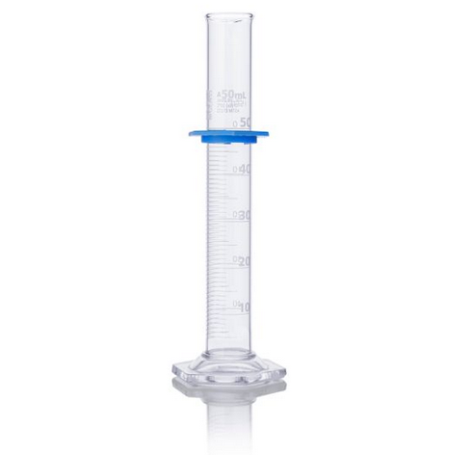Cylinder, Graduated, Globe Glass, 50 mL, Class A, To Deliver (TD), Dual Graduations, ASTM E1272,  6/CS, Globe Scientific, 8300050