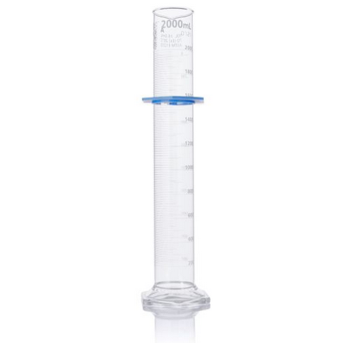 Cylinder, Graduated, Globe Glass, 2000 mL, Class A, To Deliver (TD), Dual Graduations, ASTM E1272,  EA, Globe Scientific, 8302000
