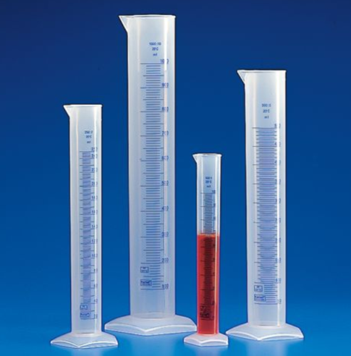 Graduated Cylinder, Polypropylene (PP), Printed Graduations, 500 mL, EA, Globe Scientific, 602565-1