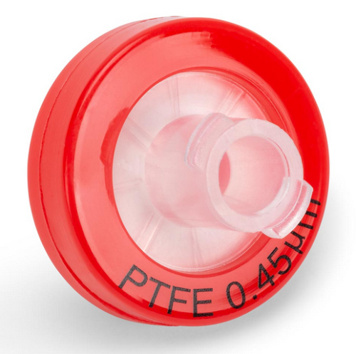 Syringe Filter, Polytetrafluoroethylene (PTFE) Hydrophilic Membrane, 0.45 Micrometers Porosity, 13 mm Diameter, Polypropylene (PP) Housing, Non-Sterile, Bulk Packed, 1000/CS, Globe Scientific, SF-PTFE-4513