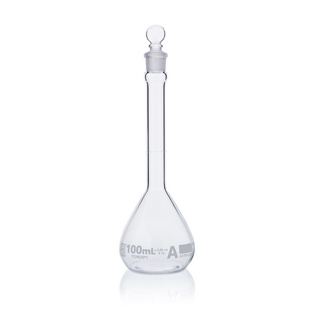 Flask, Volumetric, Globe Glass, 100 mL, CLASS A, TO CONTAIN (TC), ASTM E288, 12/CS, Globe Scientific, 8200100
