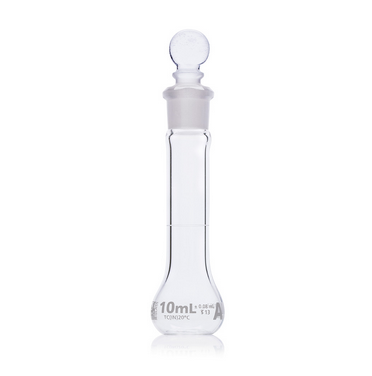 Flask, Volumetric,  Wide Mouth, Globe Glass, 10 mL, CLASS A, TO CONTAIN (TC), ASTM E288, 12/CS, Globe Scientific, 8230010