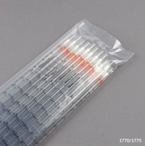 Pipette, Serological, 10 mL, Polystyrene (PS), Standard Tip, 345 mm, Non-Sterile, Orange Band, 250/CS (10 PKs of 25), Globe Scientific, 1775