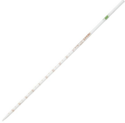 Pipette, Serological, Glass, Reusable, 2 mL, Class A, To Deliver (TD), 0.1 mL Graduations, Green Band, 12/CS (in 2 Boxes of 6), Globe Scientific, 8500002