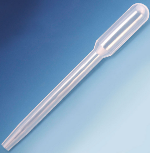 Transfer Pipet, Wide Bore, Large Bulb, 124 mm, 5000/CS (10 Dispenser PKs of 500), Globe Scientific, 135040