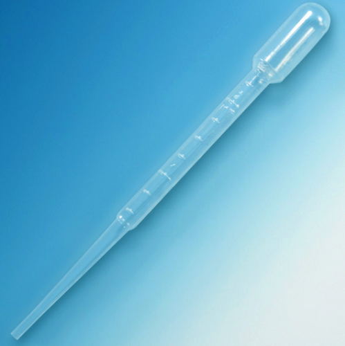 Transfer Pipet, 5.0 mL, General Purpose, Graduated to 2.25 mL, 150 mm, 500/Dispenser PK, Globe Scientific, 138070-500