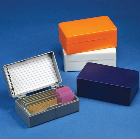 Slide Box for 12 Slides, ABS Plastic, Cork Lined, Gray, 240/CS, Globe Scientific, 513072A