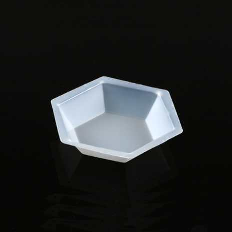 Weighing Boat, Plastic, Hexagonal, Antistatic, PS, White, Small, 20 mL, 8000/CS (16 Bags of 500), Globe Scientific, 3615