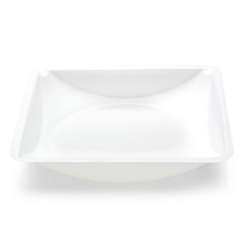 Weighing Boat, Plastic, Square with Round Bottom, Small Easy Pour Spout, Antistatic, 140 x 140 x 25 mm, PS, White, 330 mL, 3000/CS (6 Bags of 500), Globe Scientific, 3622