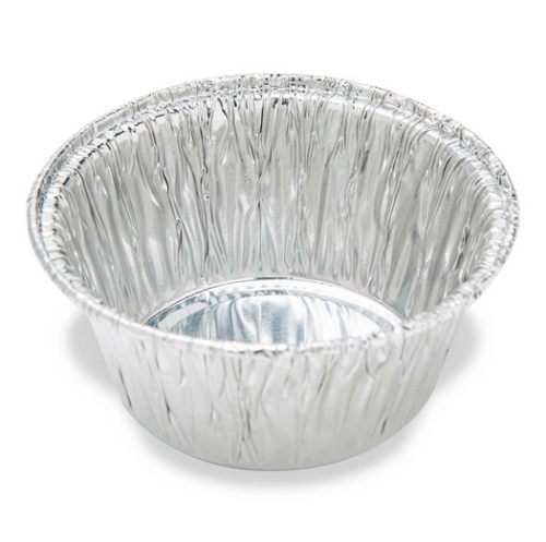 Aluminum Weigh Dish, 70 mm OD, 70 mL, Crimped Side and Curled Lip 1000/CS (10 Bags of 100), Globe Scientific, 8314