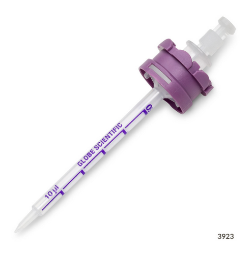 Diamond RV-Pette PRO Dispenser Tip for Repeat Volume Pipettors, Certified, Sterile, Individually Wrapped, 0.5 mL, 2000/CS, Globe Scientific, 3923S