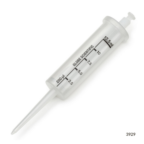 Diamond RV-Pette PRO Dispenser Tip for Repeat Volume Pipettors, Certified, Sterile, Individually Wrapped, 12.5 mL, 1600/CS, Globe Scientific, 3929S
