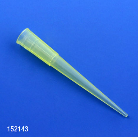 Pipette Tip, 1 - 200 microliter, Universal, Yellow, 1000/Bag, 25000/CS (25 Bags of 1000), Globe Scientific, 152143