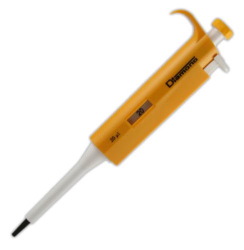 Pipette, Diamond, Fixed Volume, 20 microliter, Yellow, Globe Scientific, 3302-20