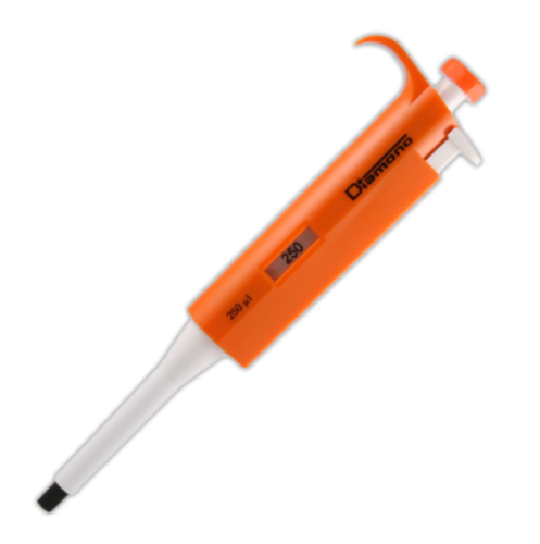 Pipette, Diamond, Fixed Volume, 250 microliter, Orange, Globe Scientific, 3302-250