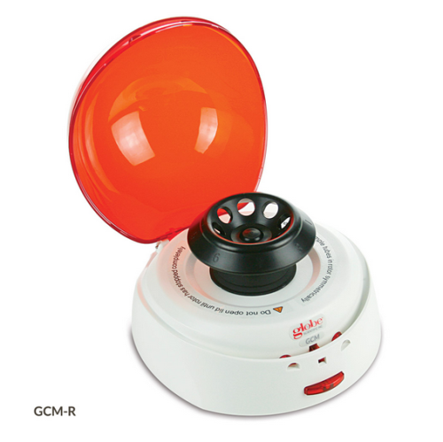 Centrifuge, Mini, 8-Place, 7000 rpm Fixed Speed, 120 V, 60 Hz, US Plug, Red Lid (Includes: 8-Place Rotor for 1.5 mL/2.0 mL Tubes, 2 x 8 Place Rotor for PCR Tubes/Strips and Both Sleeves), Globe Scientific, GCM-R
