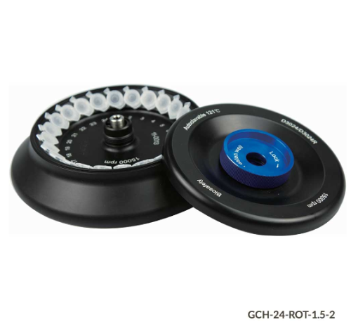 Rotor for Use with GCH-24 Series Hematocrit Centrifuges, with Lid, Fixing Clips and O-Ring, 14000 rpm Maximum, 24-Place for 1.5 mL and 2.0 mL Microcentrifuge Tubes, Globe Scientific, GCH-24-ROT-1.5-2