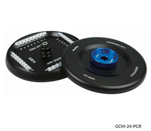 Rotor with Lid, for Use with GCM-24 Series High Speed Micro Centrifuges, Aluminum Alloy, Fixing Clips and O-Ring, 15000 rpm Maximum, 4-Place for 0.2 mL 8 Position PCR Strips, Globe Scientific, GCM-24-PCR
