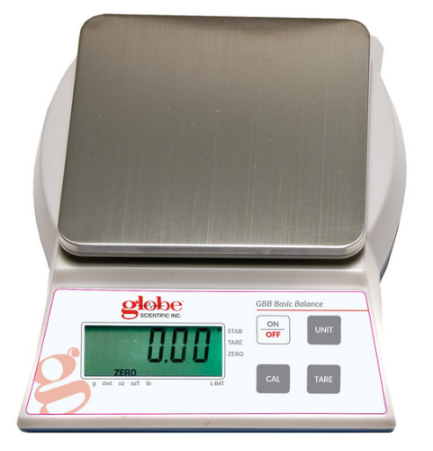 Balance, Toploading, Basic, Portable, 3000 g x 0.1 g, External Calibration, 100-240 V, 50-60 Hz, External Batteries, Includes ISO/IEC 17025:2017 Calibration Certificate, Globe Scientific, GBB-3001-CT