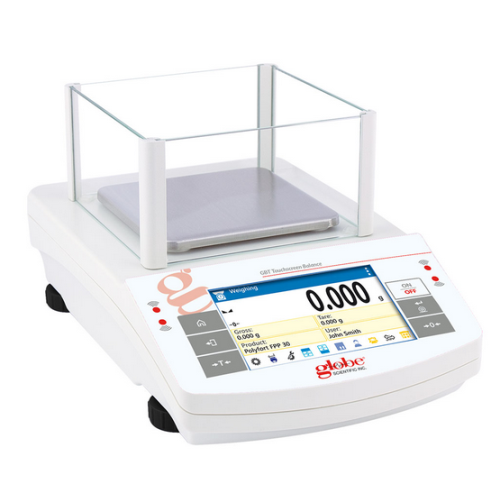 Balance, Precision, Touchscreen, 1000 g x 1 mg, External Calibration, 100-240 V, 50-60 Hz, Includes ISO/IEC 17025:2017 Calibration Certificate, Globe Scientific, GBT-1003-CT