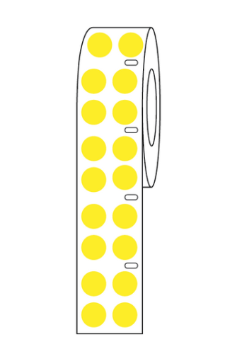 Label Roll, Cryo, Direct Thermal, 9.5 mm Dots, for 1.5 mL Tubes, Yellow, 4000/PK, Globe Scientific, LTC-95Y