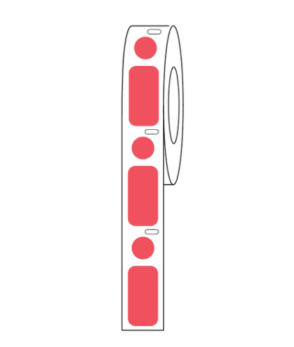 Label/Dot Combo Roll, Cryo, Direct Thermal, 24 x 13 mm & 9.5 mm Dot, for 1.5 mL Tubes, Red, 500/PK, Globe Scientific, LTC-24X13-95R