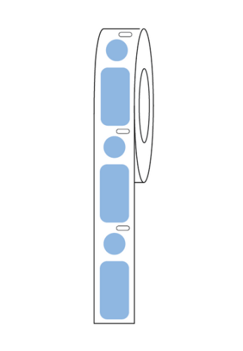 Label/Dot Combo Roll, Cryo, Direct Thermal, 24 x 13 mm & 9.5 mm Dot, for 1.5 mL Tubes, Blue, 500/PK, Globe Scientific, LTC-24X13-95B