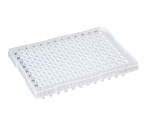 0.2 mL 96-Well PCR Plate, Half Skirt (ABI-style), Ridged Rim, Clear, 100/CS, Globe Scientific, PCR-HS-RR02