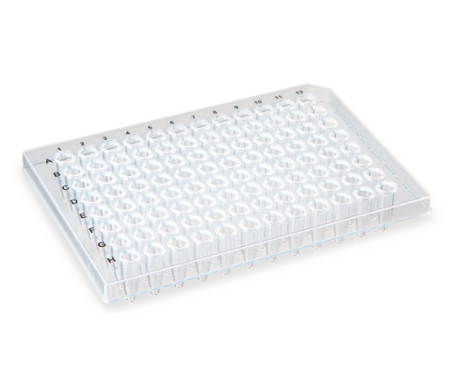 0.2 mL 96-Well PCR Plate, Half Skirt, Clear, 100/CS, Globe Scientific, PCR-HS-02