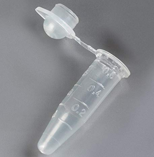 PCR Tube, 0.6 mL, Thin Wall, PP, Attached Dome Cap, Graduated, Natural, 1000/PK, Globe Scientific, 110572N