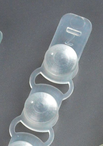 Cap Strip, PP, Natural, 8 Caps/Strip, 125 Strips/Unit (For use with # 110575, Tube Strip), 125/PK, Globe Scientific, 110578N