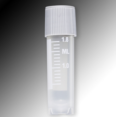 Sample Tube, 2 mL, External Threads, Polypropylene (PP), White Graduations & Marking Area, Round Bottom, Self-Standing (Caps Sold Separately), 1000/CS Total, Globe Scientific, 6052
