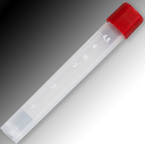 Sample Tube, 5 mL, External Threads, Polypropylene (PP), White Graduations & Marking Area, Round Bottom, Self-Standing (Caps Sold Separately), 1000/CS Total, Globe Scientific, 6059