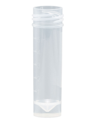 Transport Tube, 5 mL, Polypropylene (PP), Self-Standing, No Screwcap, Molded Graduations, 250/Bag, 1000/CS Total, Globe Scientific, 6101-TUBE