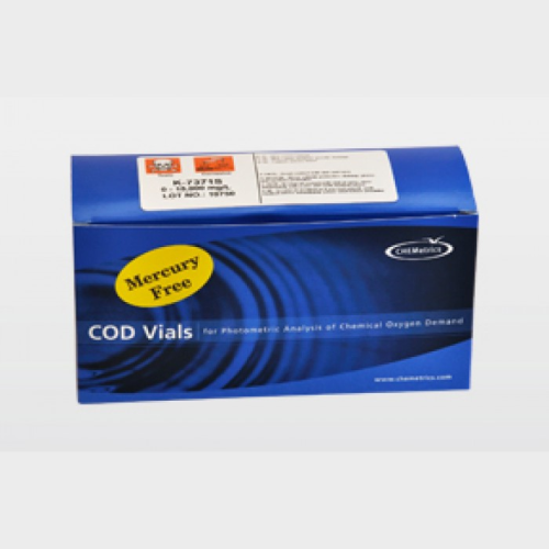 COD Reagent Vials, 25 Tests, Mercury-free, High Range+, 0-15000 ppm, Chemetrics, Inc., K-7371S  8, UN 1830, PG II