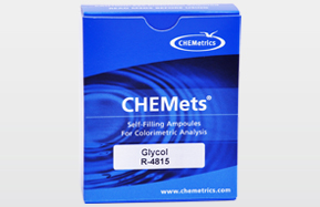 Glycol Test Kit Refills, Visual Colorimetric Analysis, 1-15 ppm as Ethylene Glycol, Purpald-Periodate Method, Chemetrics, Inc., R-4815