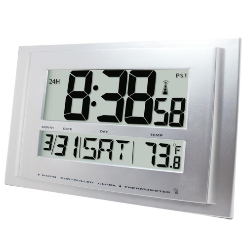 Traceable Digital Radio Atomic Wall Clock, 2-1/4 in. Digit Size, Antylia, 1076