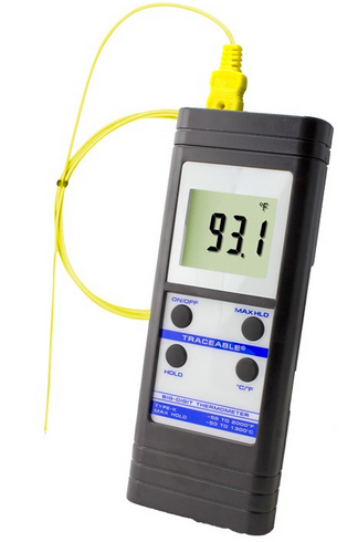 Traceable Big-Digit Type K Thermometer, Switchable range is 58 to 2000 F and 50 to 1300 C x 0.1 and 1, Antylia, 4004