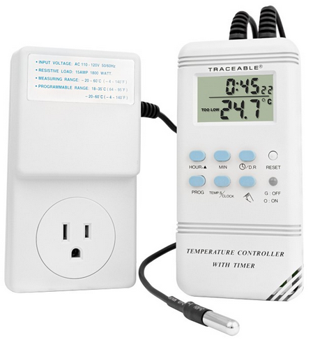 Traceable Temperature Controller, Measurement Range is 20 to 60 C and 4 to 140 F, Setting Range is 32 to 140 F/0 to 60 C, Controls to 1 C, Antylia, 4130