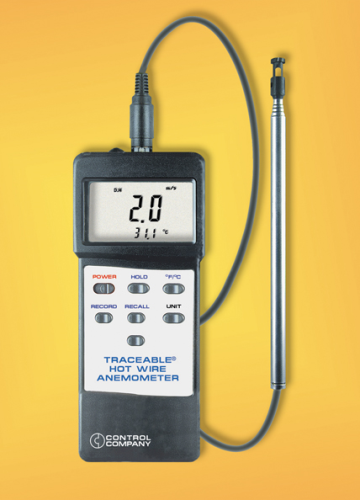 Traceable Hot Wire Anemometer / Thermometer, 7 in. x 3 in. x 1-1/4 in., Antylia, 4330