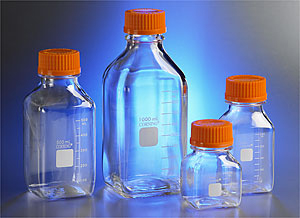 PYREX Square Media Bottle with GL32 Screw Cap, 100 mL, 10/CS, Corning, 1396-100