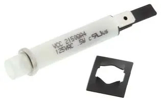 Neon Indicator, Non Relampable, 125 V, Solder Terminal, White, 7.9 mm, Round with Flat Top