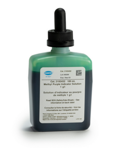 Methyl Purple Indicator Solution, 100 mL Marked Dropper Bottle, HACH, 2193432