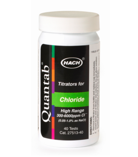 Chloride QuanTab Test Strips, 300-6000 mg/L, HACH, 2751340
