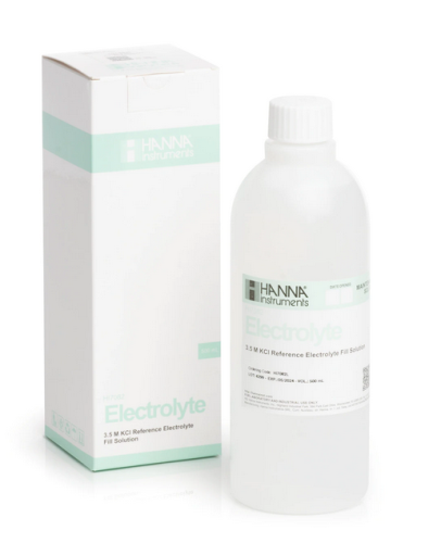 Electrolyte Solution, 3.5M KCl for Refillable Double Junction pH/ORP Electrodes, 460 mL, Hanna Instruments, HI7082L