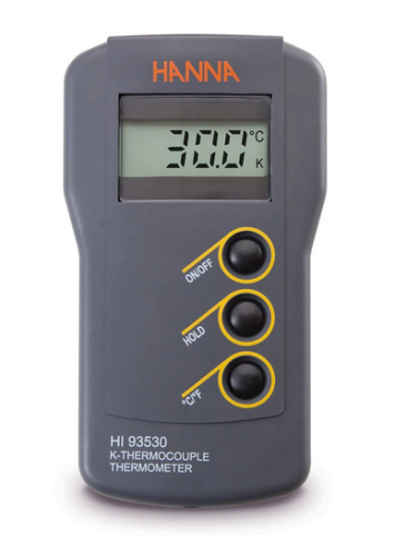 Thermometer, K-Type Thermocouple, 0.1 Degree Resolution, Dual Range, -149.9 to 999.9 and 1000 to 1371 Degrees C, Hanna Instruments, HI93530 [Probe Must Be Purchased Separately]