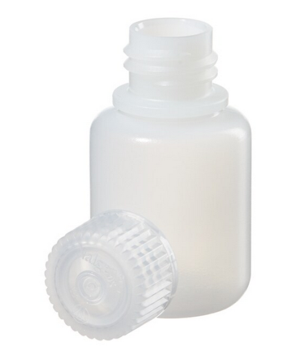 Nalgene Bottle, IP2, Narrow-Mouth High-Density Polyethylene (HDPE) with Polypropylene (PP) Screw Cap, Round, 30 mL, 72/CS, Thermo Scientific, 2099-0001