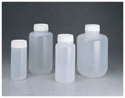 Nalgene Bottle, Wide Mouth, Polypropylene, with White Screw Closure, 2000 mL, 2115-2000