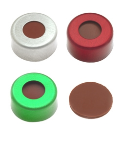Septa and Seal, Silver, Inserted into Cap, 0.038 in. Red Rubber & 0.002 in. Clear ETFE, for Chromatography Vial (Package of 100)